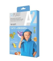 Пластырь детский A2Plast Тату Океан на прозрачной основе 16 шт.