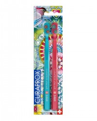 Набор зубных щеток Curaprox Дуо Саммер 2021 ультра софт 2 шт. голубая + малиновая